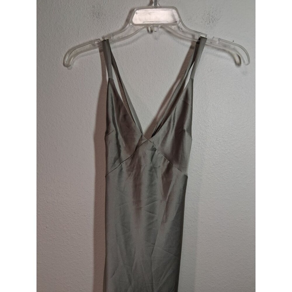 NWOT Show Me Your MuMu Dress Satin Floor Length Formal Gown Low Back Green XS - Picture 2 of 7